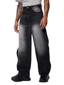 Custom Men's Mid Straight Baggy Jeans High Quality Distressed Wash Lightweight Denim Streetwear Casual All Autumn <b>Winter</b> Summer - Product Image 4