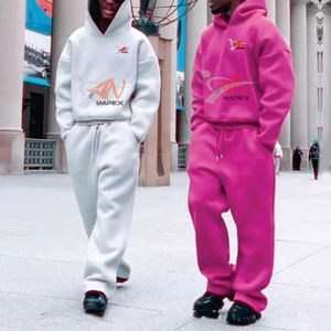 Conjunto Deportivo Unisex de Alta Calidad, 100% Algodón, Pantalones y Sudadera con Capucha Personalizados, Conjunto Deportivo Holgado con Logotipo Frontal para Hombre - Product Image 1