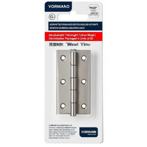 VORMANN Rolled Stainless Steel <b>Narrow</b> Hinge 50mm Height 31mm Width 1.0mm Thickness Cabinet Organizer Packaged in Units of 20 - Product Image 3