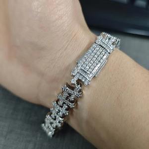 925 Sterling Silver Moissanite Cross Link Bracelet VVS Iced Out Diamond hip hop bijoux cadeau de Noël pour bracelet en diamant - Product Image 4