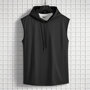 Sweat à capuche décontracté sans manches pour homme avec t-shirt à lacets Sweats à capuche et sweatshirts confortables - Product Image 4