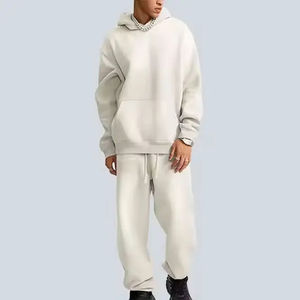 Chándales acampanados de lavado ácido con cremallera hasta 500 GSM, traje de jogging de pierna recta, chándal desgastado, sudaderas con capucha y pantalones de chándal, conjuntos para hombres - Product Image 5