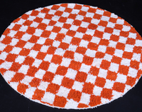 Tapis de Couloir Marocain Authentique Fait Main en Laine, Tapis Berbère à Carreaux Orange Vif Personnalisé, Ensembles de Tapis Authentiques Beni Ourain