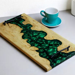 Vaisselle décorative rectangulaire en bois massif véritable naturel, plateau de service à fruits, plateau de service à café, plateau de service à café - Product Image 1