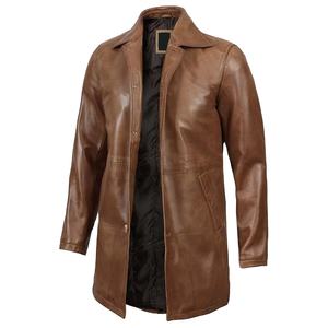 Manteaux longs en cuir de couleur personnalisée pour hommes, service OEM, vêtements longs pour hommes, manteau à col en duvet respirant pour l'hiver, manteau en cuir - Product Image 1