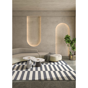 พรมขนสัตว์ทอแบบแบนสีเทา-ดำลายทางแบบนามธรรม รุ่น Alhambra ขนาด 9x12 ฟุต สำหรับตกแต่งบ้าน ห้องโถง สำหรับวัยรุ่น-รุ่น Dwrm-176 - Product Image 5