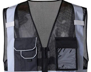 Gilet de sécurité réfléchissant haute visibilité personnalisé en polyester imperméable avec poches multifonctionnelles, vêtement de travail respirant pour l'extérieur - Product Image 6