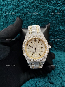 Lujo Moissanite diamante hecho a mano de alta calidad movimiento automático marca ajuste banda helado joyería de acero inoxidable para hombres - Product Image 2