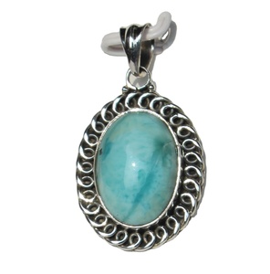 2024 Tendance Larimar Cabochon 925 Sterling Silver Ovale Gemstone Pendentif Collier Fabriqué À La Main Unisexe Hommes Bijoux Idée Cadeau - Product Image 4