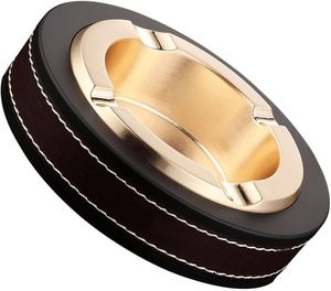 Solid Metal <b>Ashtray</b> China's Classic Home Office Smoking Accessories Black Leather Metal Cigar Table Ware Trendy Black <b>Ashtray</b> - Product Image 5