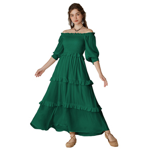 Abito Maxi da donna SL0506S24 a strati con maniche 3/4 a tracolla all'ingrosso Maxi abito vittoriano rinascimentale - Product Image 1