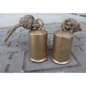 Mango Gifts 4 Height <b>Call</b> <b>Bell</b> Set Rustic Wedding & Dinner <b>Bell</b> Golden Colour Heavy Metal with Jute Handle Handmade 10pcs Set - Product Image 4