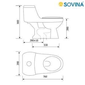 Asiento de inodoro moderno de una pieza al por mayor, cubierta de cierre suave, cuenco alargado de doble descarga 1032, material cerámico montado en el suelo - Product Image 2