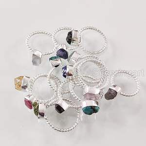 Rough <b>Stone</b> Jewelry Women's <b>Ring</b> Natural Moonstone Garnet Citrine Peridot Gemstone Statement Jewelry 925 Sterling <b>Silver</b> <b>Ring</b> - Product Image 3