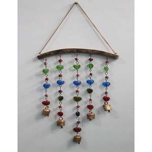 Handmade Modern/Vintage Glass Hanging <b>Chime</b> Bells Beads Heart-Shaped Decoration for Indoor Outdoor Garden Patio Living Room - Product Image 1