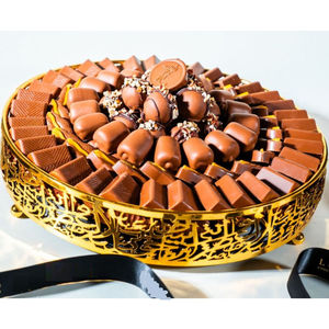 Eco-Friendly Vintage Arabic Cut-Out Gold Metal Chocolate Server Bowl Wedding Catering <b>Sweet</b> Chocolate Candies Serving Bowl - Product Image 1