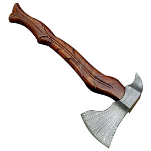 Venta al por mayor de calidad superior personalizada OEM ODM servicio hecho a mano Damasco hachas caza Camping multiusos acero hacha cabeza mango de madera - Product Image 1