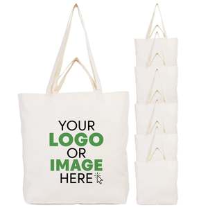Sac fourre-tout en coton imprimé personnalisé, réutilisable, à double poignée, 19L x 16H x 4P, sac de courses moyen, lettres thermocollées pour produits alimentaires - Product Image 3