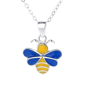 Ciondolo Bohemien Ape in Argento Sterling con Gemma Gialla e Blu, Incastonatura a Castone Naturale, Perfetto come Gioiello Religioso o Regalo - Product Image 1