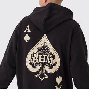 Vente en gros de service OEM sweats à capuche pour hommes nouveau design sweats à capuche basiques en coton mélangé léger couleur unie avec techniques brodées - Product Image 4