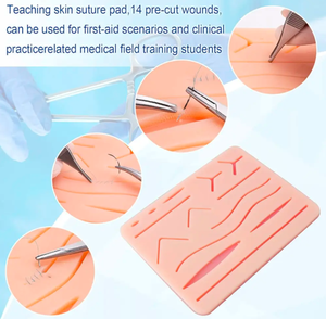 ชุดฝึกเย็บแผลทางการแพทย์แบบครอบคลุมสำหรับนักเรียนแผ่นซิลิโคนขนาดใหญ่ที่มีบาดแผลก่อนตัด14ชิ้นและชุดเครื่องมือเหล็กด้วยมือ - Product Image 2