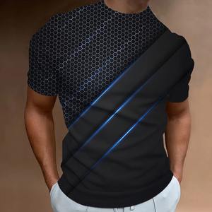 Camiseta sencilla para hombre 2025, Camiseta con estampado geométrico en 3D para hombre, ropa informal para el día a día, Camiseta holgada de gran tamaño, sudadera Retro - Product Image 4