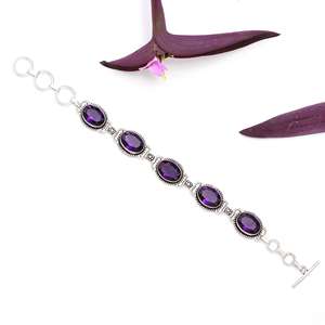 Bracelet ovale facetté en argent allemand fait main tendance et très vendu pour les fêtes et les cadeaux - Product Image 3