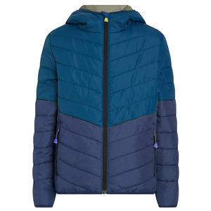 Chaquetas acolchadas con capucha personalizadas OEM para hombre, chaquetas de burbujas de talla grande de tela de poliéster de alta calidad de Color azul sólido para invierno - Product Image 1
