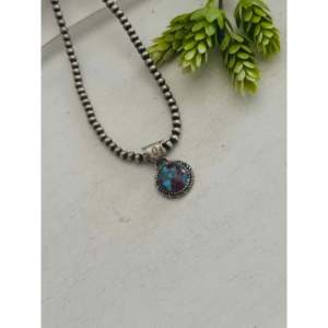 Colgante de Turquesa Mohave y Plata de Ley Estilo Suroeste con Engaste Etéreo Incrustado - Product Image 3