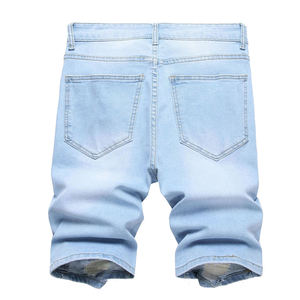 Shorts de Mezclilla Desgastados con Bolsillos Delanteros y Traseros, Color Azul Cielo, Talla Grande, Corte Regular, Ropa Exterior de Mezclilla, Shorts de Primavera y Otoño - Product Image 2