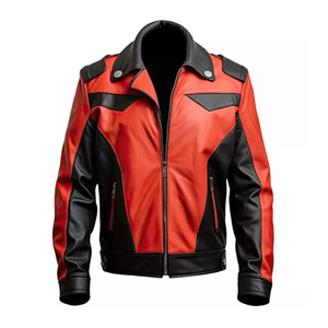 Veste de motard en cuir d'agneau véritable 100% noir et blanc pour homme - Product Image 3