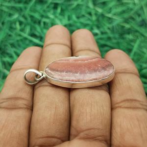 Pendentif pour femme en argent sterling 925 de créateur, pierre précieuse rhodochrosite avec sertissage de lunette, pendentifs de bijoux fins, cadeau pour elle - Product Image 5