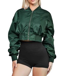 2025 nouvelle grande taille Satin femmes Bomber vestes hiver bouffant personnalisé brodé Satin vestes taille élastique femmes Satin vestes - Product Image 3