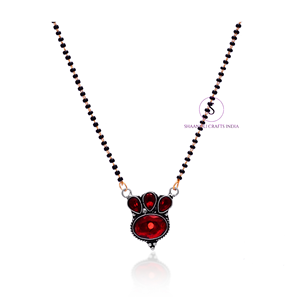 Chaîne de perles noires indiennes Mangalsutra pendentif argent plaqué bijoux traditionnels Mangalsutra chaîne collier de créateur pour les femmes - Product Image 2