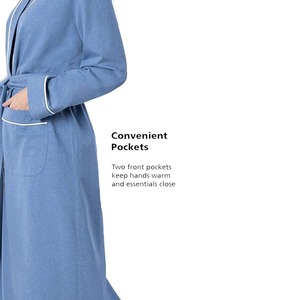 Batas de noche de algodón 100% para mujer, cuello de solapa, largo completo, de talla grande, transpirable, albornoz para hombre, conjunto de ropa de dormir para mujer - Product Image 4