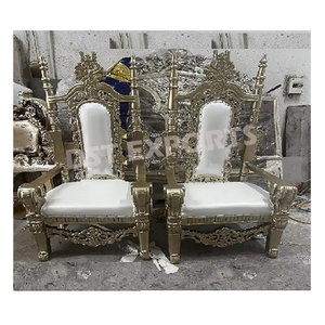 Mariage indien argent Rajwada chaise mariage Designer chaises ensemble mariage musulman mariée marié chaise ensemble - Product Image 4