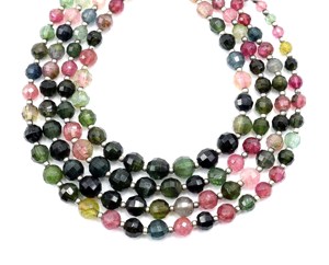 Cuentas Redondas de Turmalina Multicolor, Piedras Preciosas Naturales de Calidad AAA, Tamaño 4X6MM, 11 Pulgadas, Cuentas para Hacer Joyería - Product Image 1