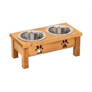 Support pour animaux de compagnie en bois à double bol |   Qualité artisanale |   Prix direct d'usine - Product Image 2