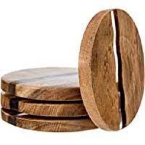 Traditional Black Brown Wooden and Resin Cube Coasters Set of 4 <b>Kitchen</b> <b>Accessory</b> Use for Home Hotel Resorts MCR-001 - Product Image 1