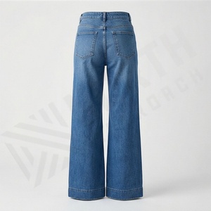 Custom <b>Women</b> Mid Waist Trendy Breathable Denim Regular Fit Straight Style <b>Jeans</b> Available Low Price Premium Fashion Trousers - Product Image 2