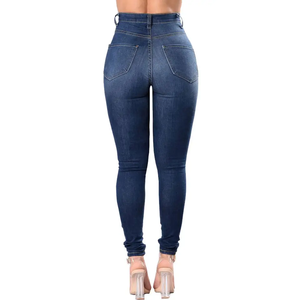 Pantalones vaqueros elásticos personalizados para mujer, pitillos de cintura alta de Color sólido, Jeans ajustados de estilo Denim, venta al por mayor - Product Image 2