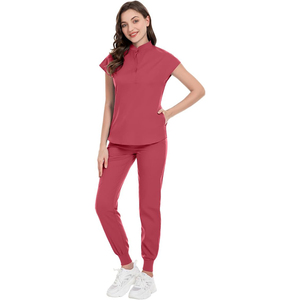 À la mode femmes gommage uniformes ensembles élégant soins infirmiers gommage costumes personnalisé médical coton gommage ensembles avec vestes - Product Image 1