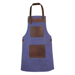 Top Grain Cuir Bleu Toile Tablier Boucher Cuisinier BBQ Cuisson Boiserie AAA-0093 De Noël - Product Image 1