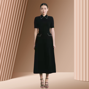 En Stock Ropa de mujer Vestido ILY DETALLE DE CADENA VESTIDO MIDI con cinturón Logotipo personalizado Moda Ropa de mujer Lista para enviar - Product Image 4