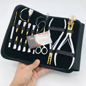 <b>White</b> Gold Wholesale Hair Extension Tools Kit With multi functional pliers and <b>Tape</b> in Press pliers with Loop Tool Hook and Clip - Product Image 2