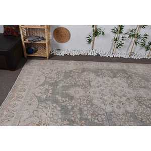 Tapis turc 6,4x9,9 pieds, grand tapis vintage, tapis rayé beige gris - Product Image 5