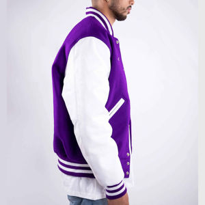 2025 ropa informal de invierno de alta calidad Chenille bordado manga de cuero chaqueta de béisbol personalizada parches de bombardero chaqueta Letterman - Product Image 2