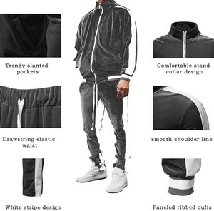 Chándal personalizado de 2 piezas con cremallera completa para hombre al por mayor, traje deportivo grueso con chaqueta y pantalones para ropa informal y deportiva - Product Image 4