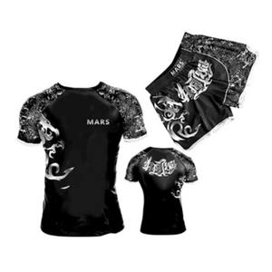 Conjunto de Camiseta y Pantalones Cortos de Rashguard para MMA y Muay Thai, Estampado, Transpirable, Elástico, para Lucha, Jersey de Boxeo Corto, 100% Nailon, Ecológico - Product Image 4