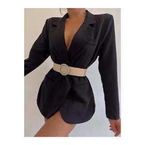 Ceinture élastique tressée pour femme avec boucle argentée ornée de perles et de pierres, ceinture pour veste, ceinture pour chemise, ceinture pour robe - Wicker - Product Image 2